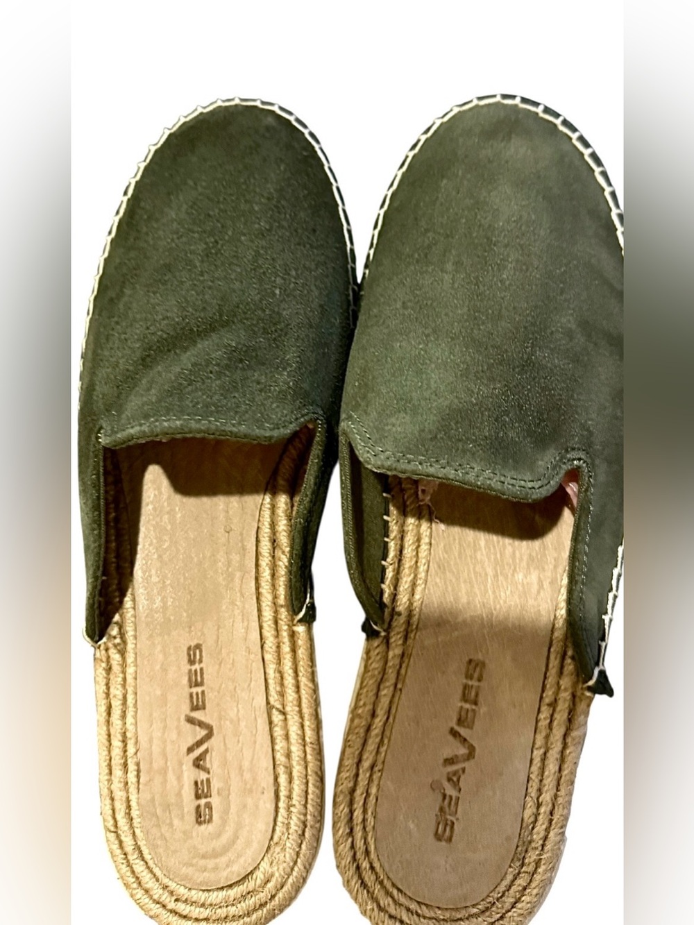 SeaVees Women’s Green Moss Ocean Park Suede Slip On Mules - Picture 4 of 8